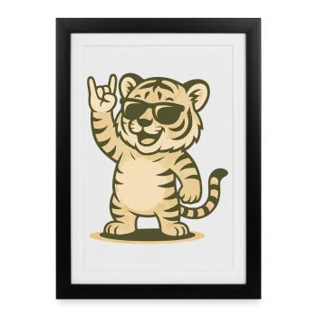 Tigre Rock’n’Roar - Affiche encadrée (27 × 37 cm) - noir - Devant