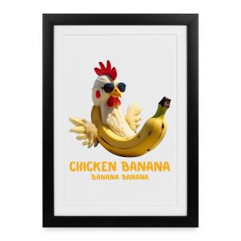 Funny Chicken Banana Gift For Brainrot Meme Lovers - Framed poster (27 × 37 cm) - black - Front