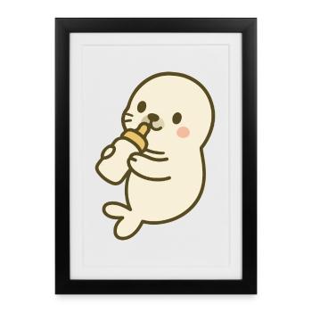 Flacon Seal Baby - Affiche encadrée (27 × 37 cm) - noir - Devant