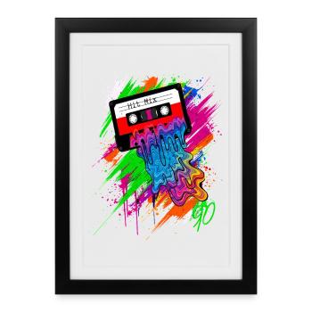 The 90s Sound - Graffiti Cassette Colorful Neon - Framed poster (27 × 37 cm) - black - Front