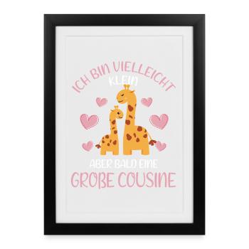 Je serai peut-être petit, mais bientôt grand cousin - Affiche encadrée (27 × 37 cm) - noir - Devant
