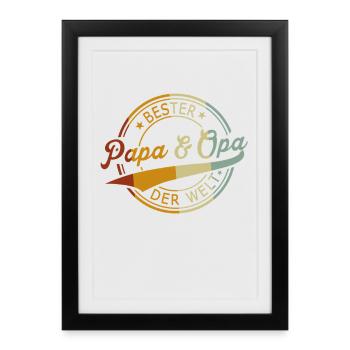 Meilleur papa et grand-père du monde - Fête des pères de grand-père - Affiche encadrée (27 × 37 cm) - noir - Devant