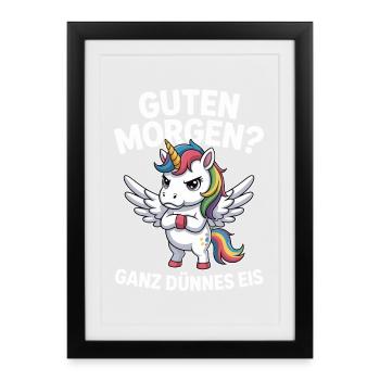 Good morning? Very thin ! Funny Unicorn - Framed poster (27 × 37 cm) - black - Front
