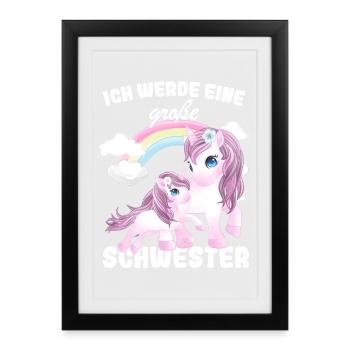 Nachwuchs Verkünden Ich Werde Große Schwester 2027 - Gerahmtes Poster (27 × 37 cm) - Schwarz - Vorne