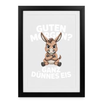 Good morning? Very thin ! Funny donkey - Framed poster (27 × 37 cm) - black - Front