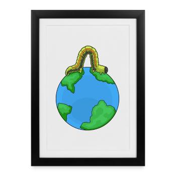 Raupe Erdkugel - Gerahmtes Poster (27 × 37 cm) - Schwarz - Vorne