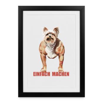 Doggynator humoristique avec dicton - Affiche encadrée (27 × 37 cm) - noir - Devant