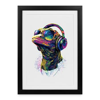 Monitor lizard, reptile, Komodo dragon, banded monitor lizard, lizard - Framed poster (27 × 37 cm) - black - Front