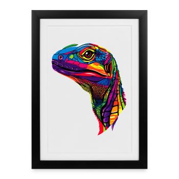 Monitor lizard, reptile, Komodo dragon, banded monitor lizard, lizard - Framed poster (27 × 37 cm) - black - Front
