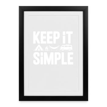 Keep It Simple Tente Camping Nature Montagnes Minimaliste - Affiche encadrée (27 × 37 cm) - noir - Devant