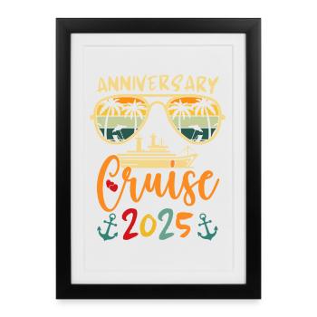 Croisière anniversaire 2025 pour mari et femme - Affiche encadrée (27 × 37 cm) - noir - Devant
