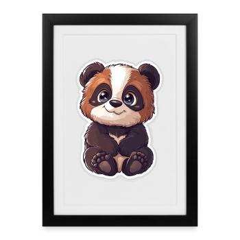 Ours panda mignon - Affiche encadrée (27 × 37 cm) - noir - Devant