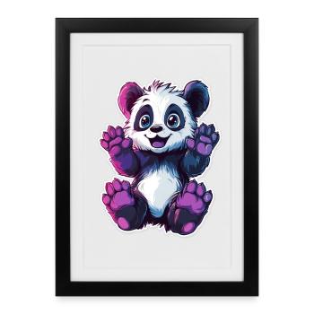 Ours panda mignon - Affiche encadrée (27 × 37 cm) - noir - Devant