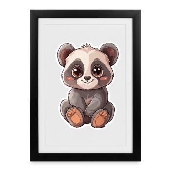 Ours panda mignon - Affiche encadrée (27 × 37 cm) - noir - Devant
