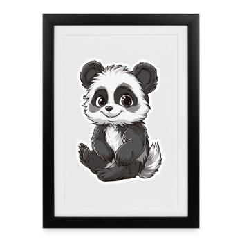Ours panda mignon - Affiche encadrée (27 × 37 cm) - noir - Devant