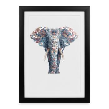 Elefant Rüsseltier Afrika Safari Wildnis Elefanten - Gerahmtes Poster (27 × 37 cm) - Schwarz - Vorne