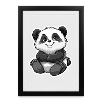Ours panda mignon - Affiche encadrée (27 × 37 cm) - noir - Devant