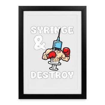 SERINGUE ET DESTRUCTION - CADEAU INFIRMIÈRE - Affiche encadrée (27 × 37 cm) - noir - Devant
