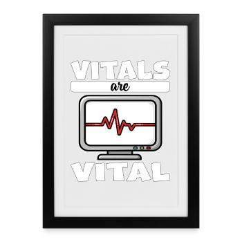 LES SIGNES VITAUX SONT VITAUX - CADEAU D’INFIRMIÈRE - Affiche encadrée (27 × 37 cm) - noir - Devant