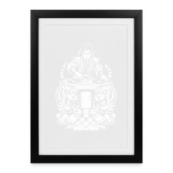 Chemise DJ : Musique Samouraï sous le regard du tigre - Affiche encadrée (27 × 37 cm) - noir - Devant