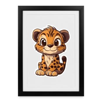 Süsser Tiger – Lustige Geschenkidee für Kinder - Gerahmtes Poster (27 × 37 cm) - Schwarz - Vorne