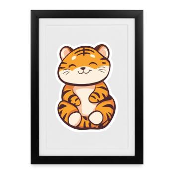Süsser Tiger – Lustige Geschenkidee für Kinder - Gerahmtes Poster (27 × 37 cm) - Schwarz - Vorne