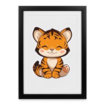 Süsser Tiger – Lustige Geschenkidee für Kinder - Gerahmtes Poster (27 × 37 cm) - Schwarz - Vorne