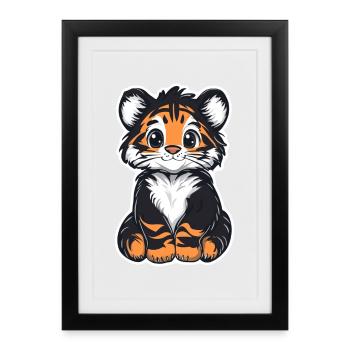Süsser Tiger – Lustige Geschenkidee für Kinder - Gerahmtes Poster (27 × 37 cm) - Schwarz - Vorne
