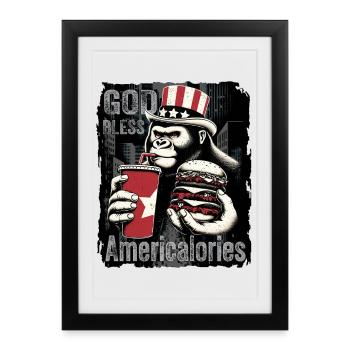 Gorilla with Patriotic Accessories T-Shirt - Framed poster (27 × 37 cm) - black - Front