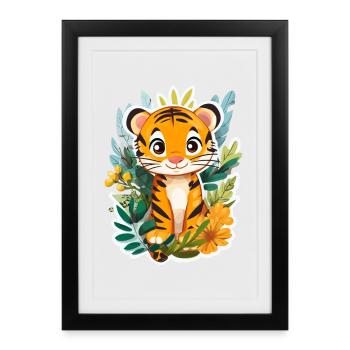 Süsser Tiger – Lustige Geschenkidee für Kinder - Gerahmtes Poster (27 × 37 cm) - Schwarz - Vorne