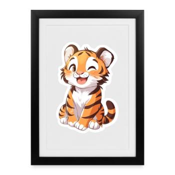 Süsser Tiger – Lustige Geschenkidee für Kinder - Gerahmtes Poster (27 × 37 cm) - Schwarz - Vorne