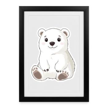 Illustration d’ours polaire – Motif d’animal arctique - Affiche encadrée (27 × 37 cm) - noir - Devant