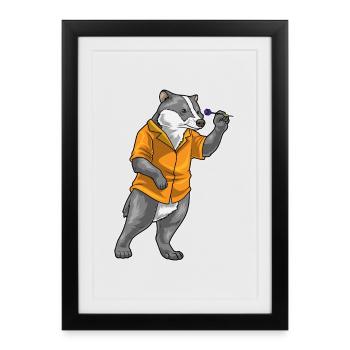 Dachs Dart Dartpfeil - Gerahmtes Poster (27 × 37 cm) - Schwarz - Vorne