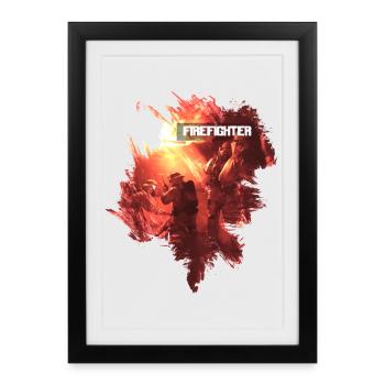 Firefighter - Framed poster (27 × 37 cm) - black - Front