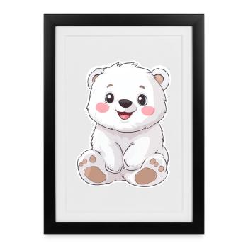 Illustration d’ours polaire – Motif d’animal arctique - Affiche encadrée (27 × 37 cm) - noir - Devant