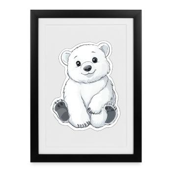 Illustration d’ours polaire – Motif d’animal arctique - Affiche encadrée (27 × 37 cm) - noir - Devant