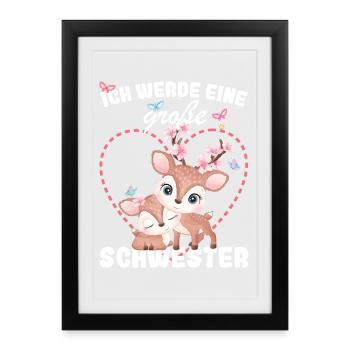 Nachwuchs Verkünden Ich Werde Große Schwester 2027 - Gerahmtes Poster (27 × 37 cm) - Schwarz - Vorne