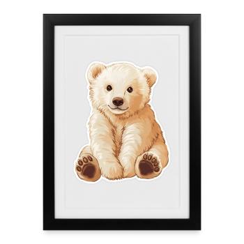 Illustration d’ours polaire – Motif d’animal arctique - Affiche encadrée (27 × 37 cm) - noir - Devant