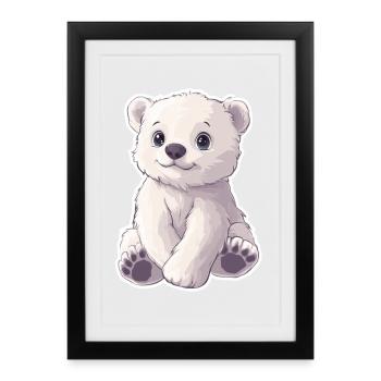 Illustration d’ours polaire – Motif d’animal arctique - Affiche encadrée (27 × 37 cm) - noir - Devant