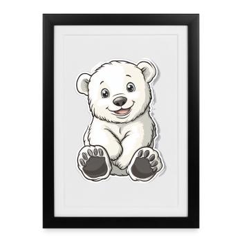Polar Bear Illustration – Arctic Animal Motif - Framed poster (27 × 37 cm) - black - Front