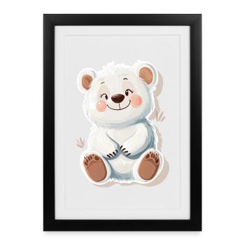 Ours mignon – Idée cadeau pour les fans de forêt et d’animaux - Affiche encadrée (27 × 37 cm) - noir - Devant