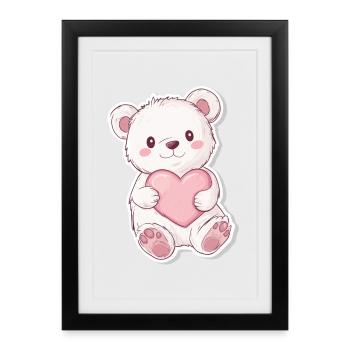 Ours mignon – Idée cadeau pour les fans de forêt et d’animaux - Affiche encadrée (27 × 37 cm) - noir - Devant