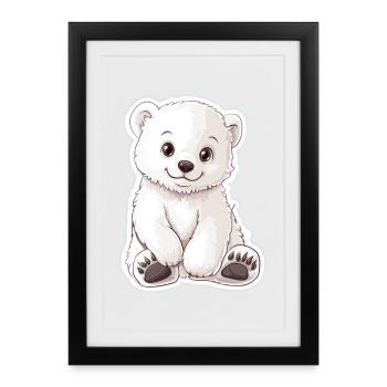 Polar Bear Illustration – Arctic Animal Motif - Framed poster (27 × 37 cm) - black - Front