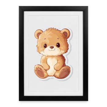 Ours mignon – Idée cadeau pour les fans de forêt et d’animaux - Affiche encadrée (27 × 37 cm) - noir - Devant