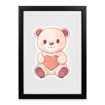 Ours mignon – Idée cadeau pour les fans de forêt et d’animaux - Affiche encadrée (27 × 37 cm) - noir - Devant