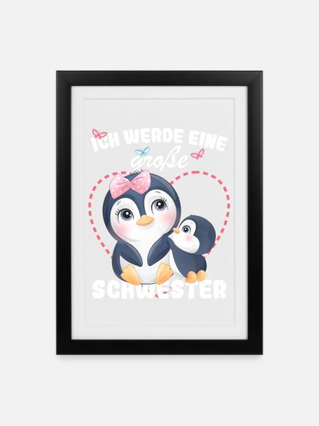 Nachwuchs Verkünden Ich Werde Große Schwester 2027 - Gerahmtes Poster (27 × 37 cm) - Schwarz