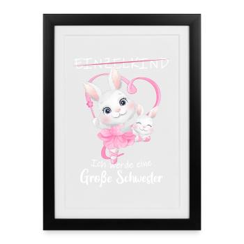 Nachwuchs Verkünden Ich Werde Große Schwester 2027 - Gerahmtes Poster (27 × 37 cm) - Schwarz - Vorne