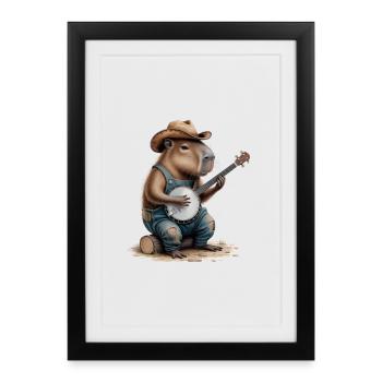 Cool Capybara Playing Banjo - Framed poster (27 × 37 cm) - black - Front