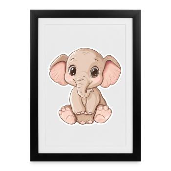 Éléphant - Affiche encadrée (27 × 37 cm) - noir - Devant