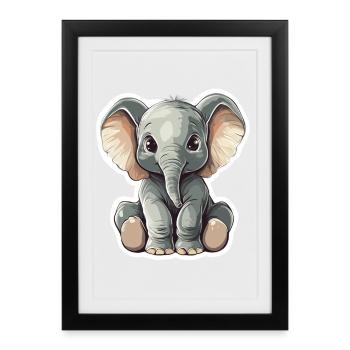 Éléphant - Affiche encadrée (27 × 37 cm) - noir - Devant